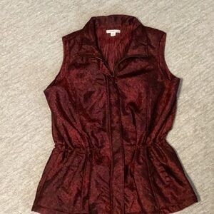 Coldwater Creek Burgundy Cinch Waist Vest Size L